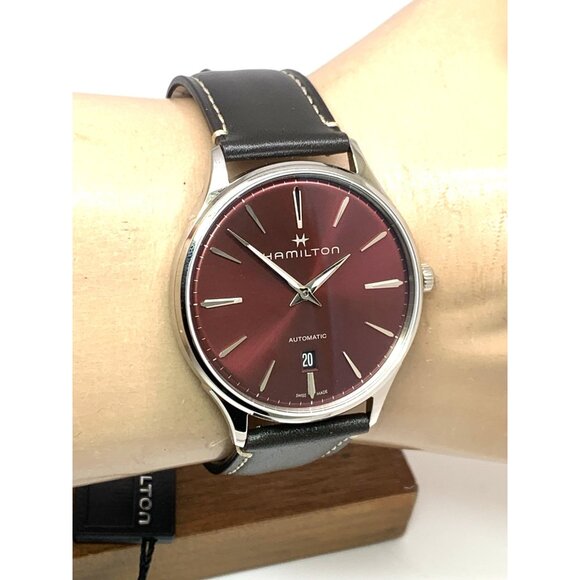 Hamilton Men's Watch H38525771 Thin Swiss Automatic Red Dial Leather Band 40mm - Picture 12 of 15